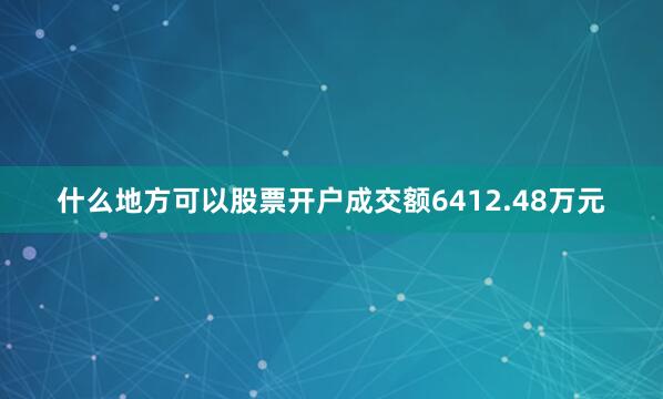 什么地方可以股票开户成交额6412.48万元