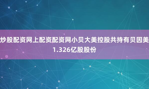 炒股配资网上配资配资网小贝大美控股共持有贝因美1.326亿股股份