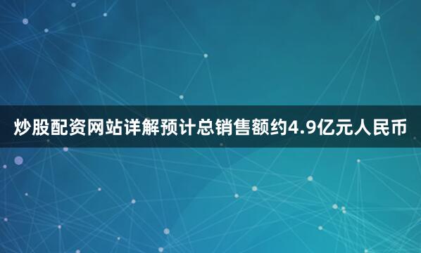炒股配资网站详解预计总销售额约4.9亿元人民币